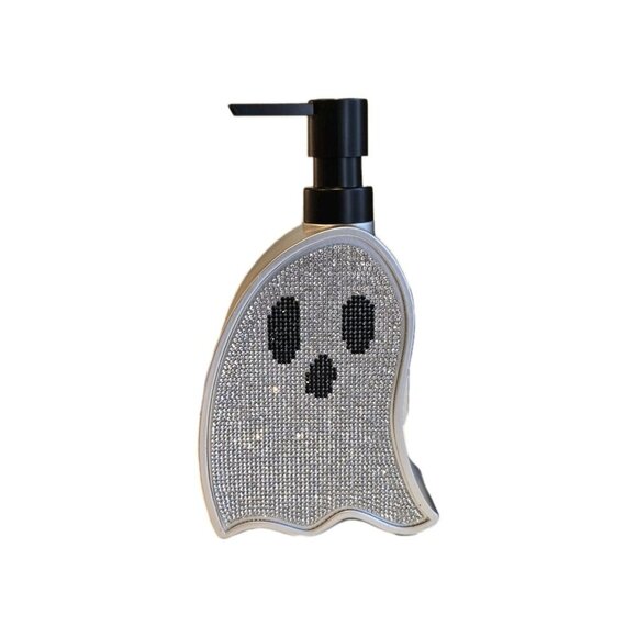 New Silver Rhinestone Bling Ghost Halloween Soap Dispenser Spooky Decoration - Picture 4 of 4
